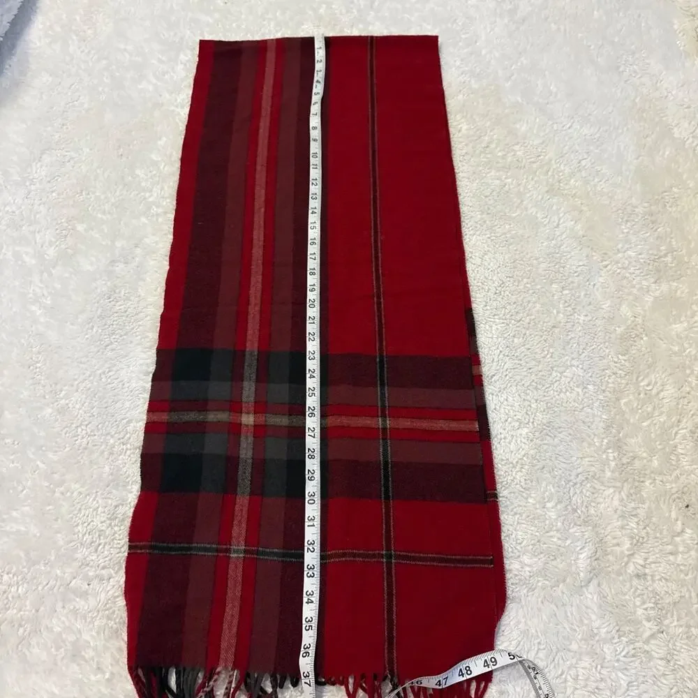Banana Republic Multicolor Plaid Wool Fringe Rectangle Scarf Christmas Holiday